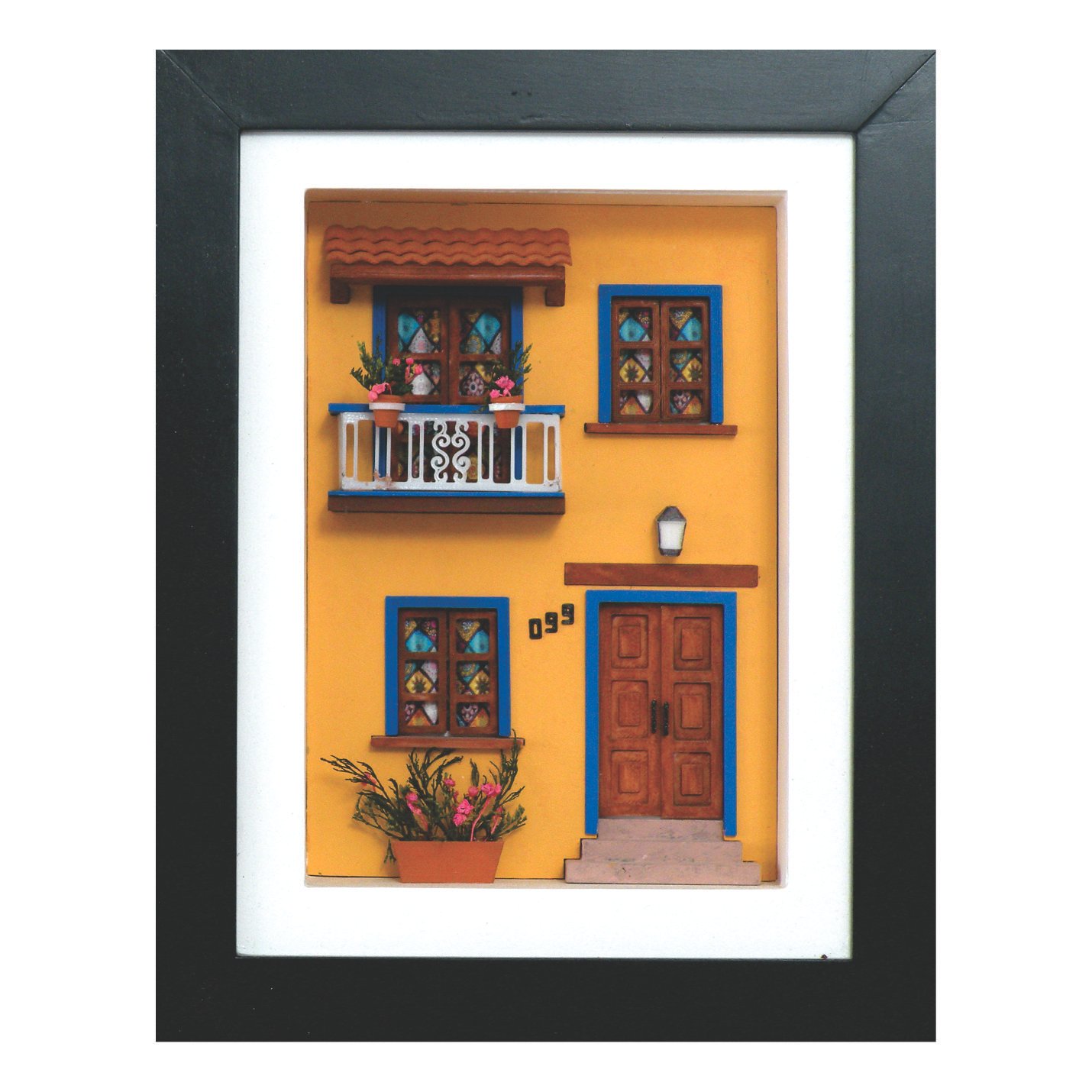 Cuadro de mini fachada Casa pueblito amarilla