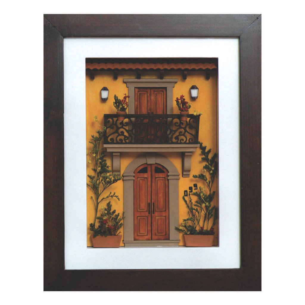 Cuadro de mini fachada Casa real amarilla