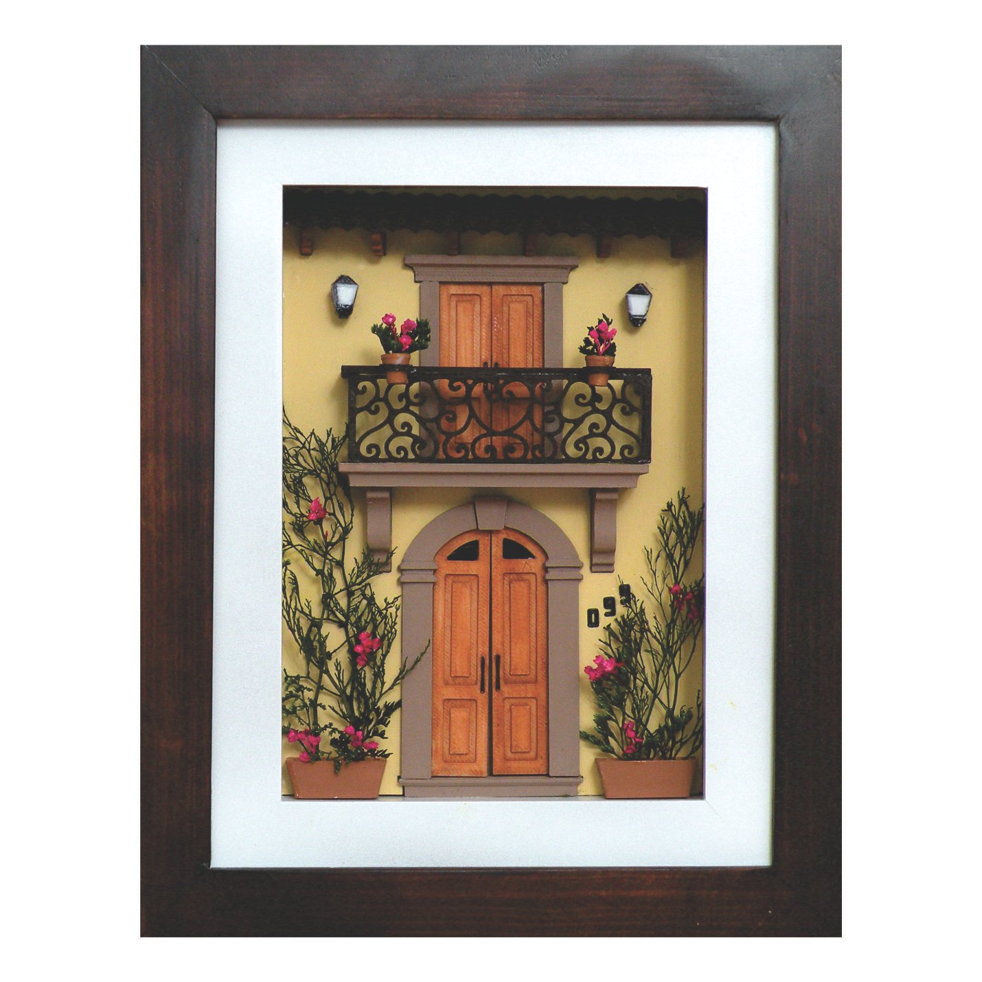 Cuadro de mini fachada Casa real rosa paja