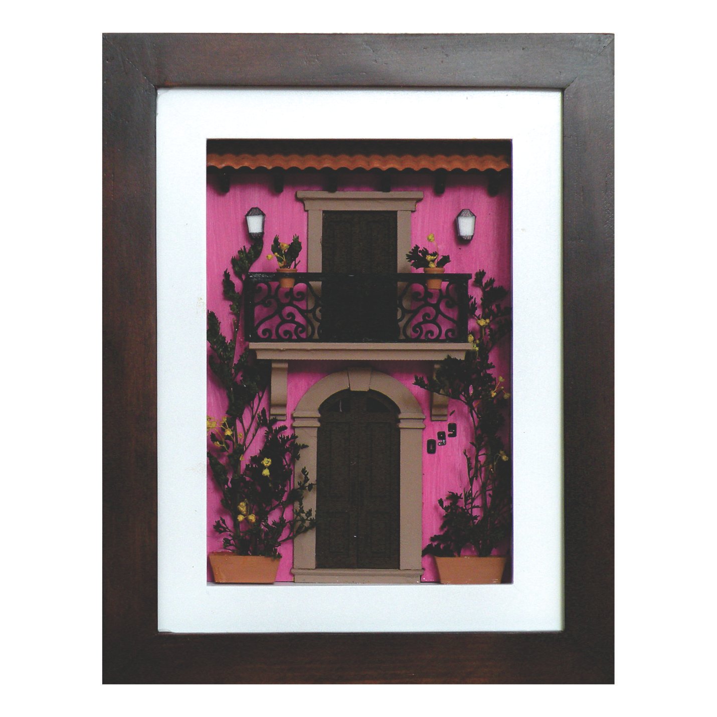 Cuadro de mini fachada Casa real rosa mexicano