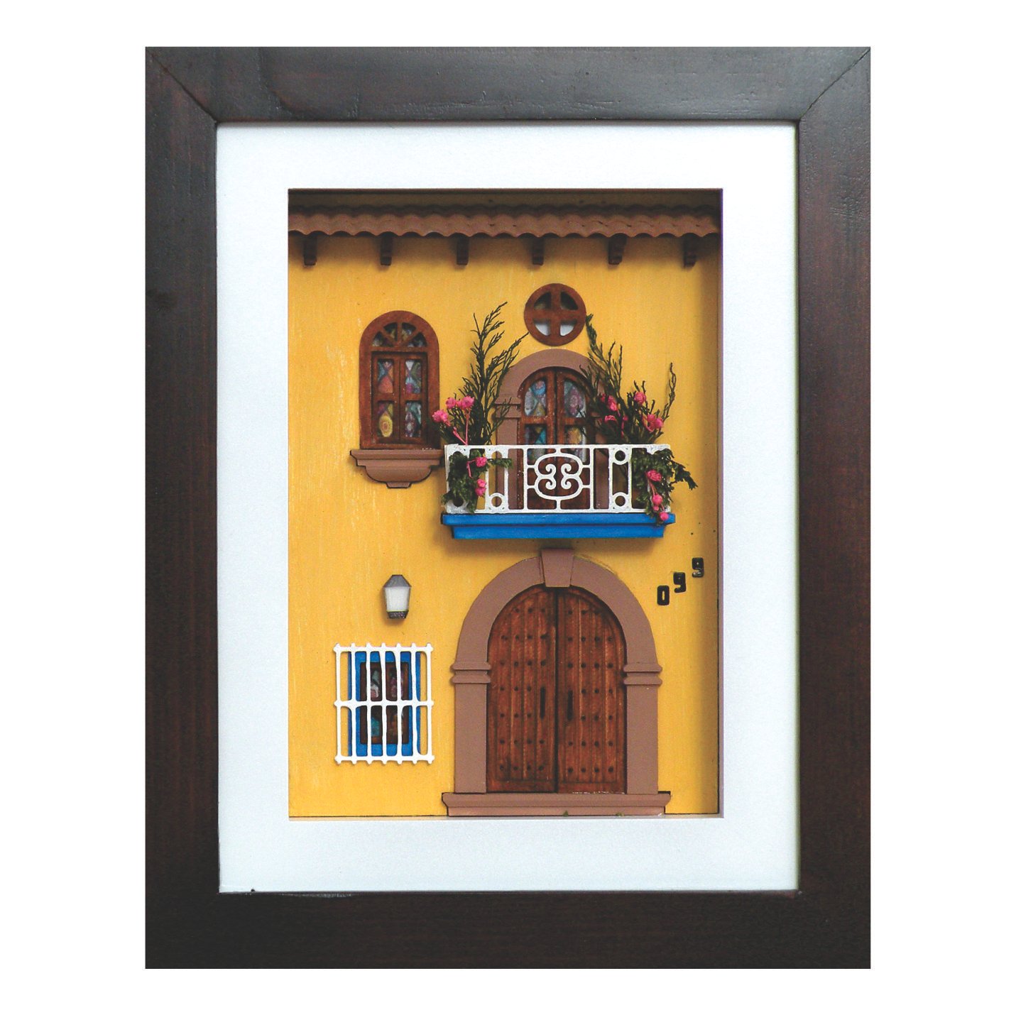 Cuadro de mini fachada Rincón mexicano amarilla