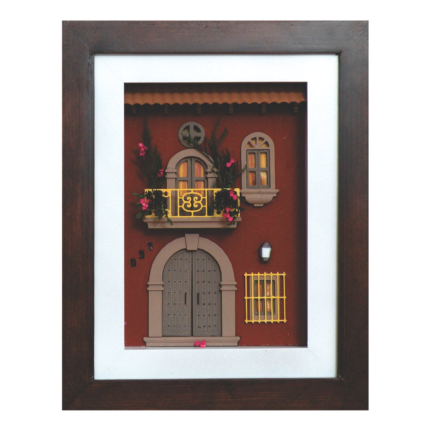 Cuadro de mini fachada Rincón mexicano guinda