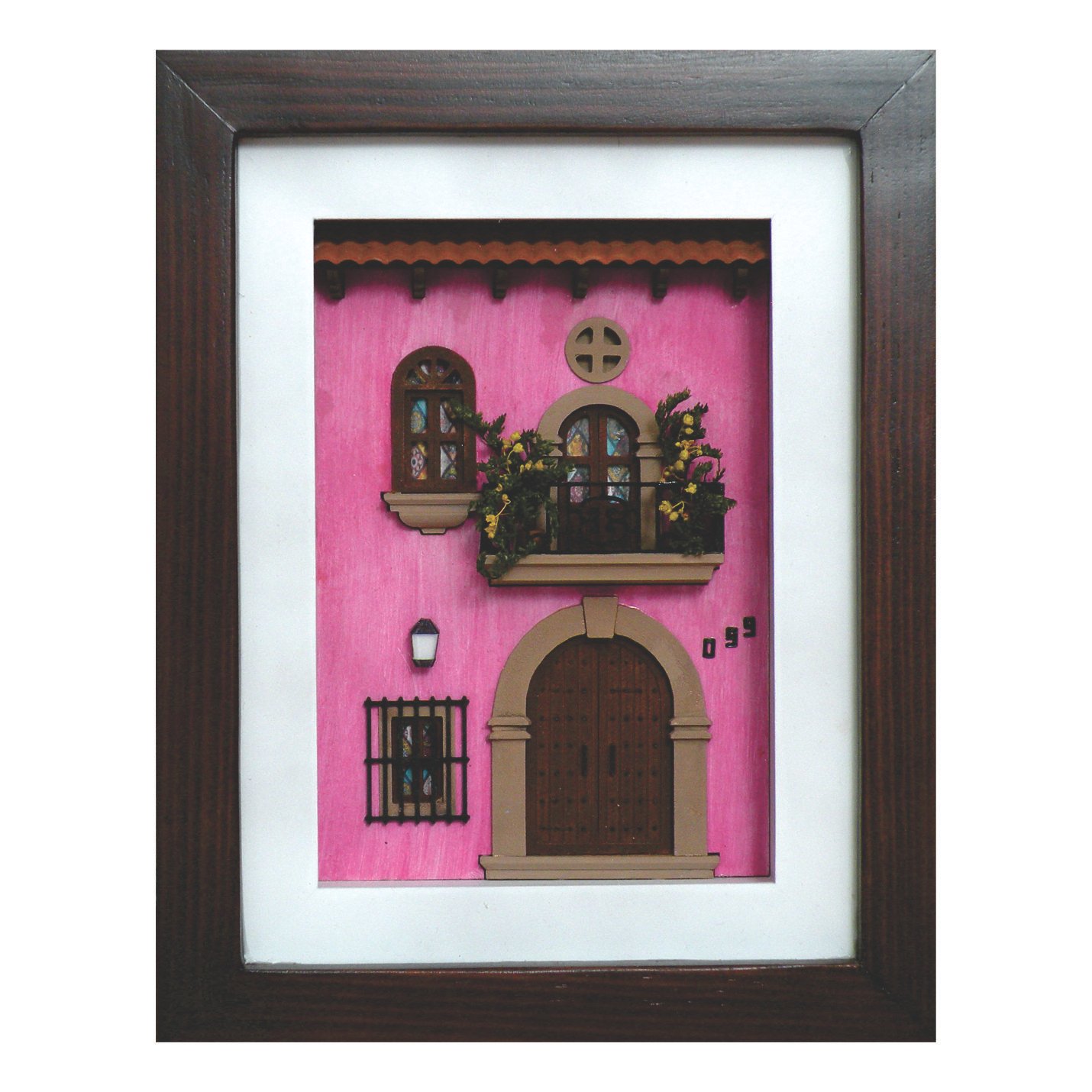 Cuadro de mini fachada Rincón mexicano rosa mexicano