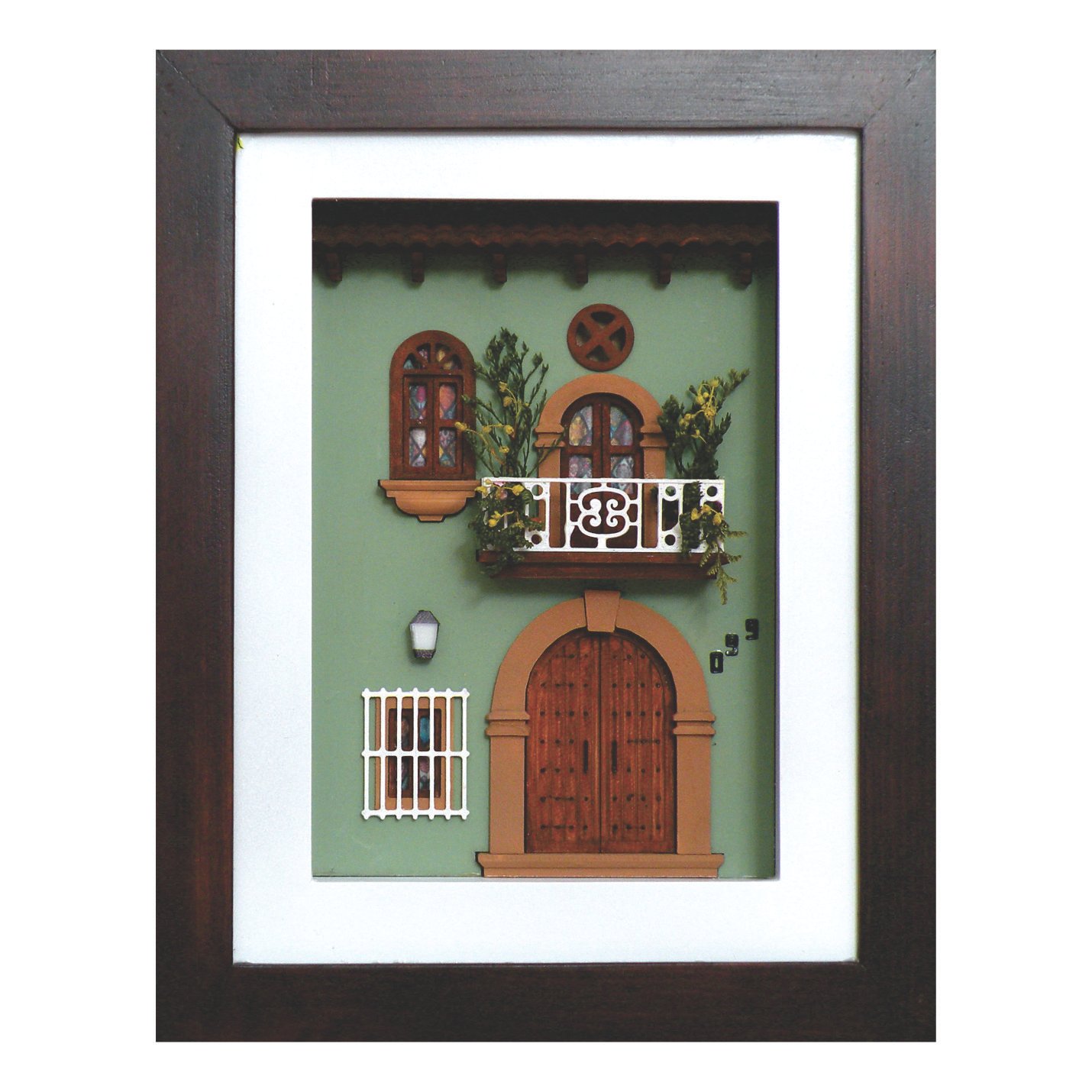 Cuadro de mini fachada Rincón mexicano verde seco
